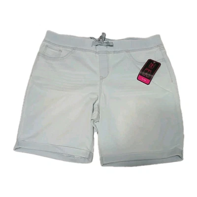 NEW Junior's No Boundaries Pull On Bermuda Mid Rise Soft Shorts Light Blu XXL 19 - Image 1 of 4