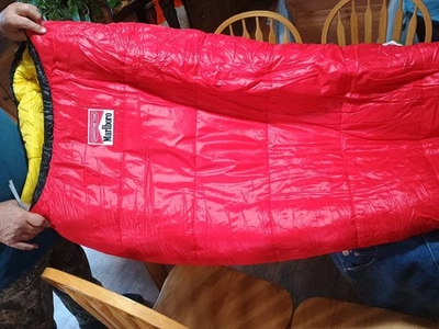 90's Vintage Marlboro Adventure Team Zero Degree Mummy Sleeping Bag Yellow Red - Image 1 of 4