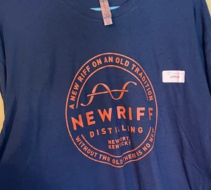 New Riff Distilling T-Shirt Men's XL Bourbon Whiskey Blue Newport KY NWT - Picture 1 of 2