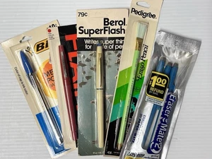 Vintage 70s 80s Office Supplies Pens Flair Pedigree Berol Bic Eraser Mate Lot - Picture 1 of 4
