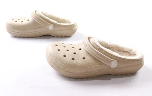 Crocs Girls Slip On Classic Lined Glitter Clogs AC2 Gold Size US:4 UK:4 - Picture 1 of 5
