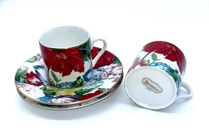 Tamato Japón Fine China Espresso Taza de café y platillo Juego de 2 adornos dorados florales - Imagen 1 de 7