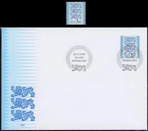 ESTONIA #377 Coat of Arms Heraldic Lions FDC First Day Cover Postage 1999 Europe - Picture 1 of 1