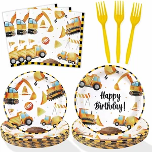 Construction Birthday Party Supplies Plates and Napkins Set for 25 Guests, Const - Picture 1 of 12