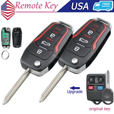 Llavero remoto abatible 2 actualizaciones para Ford Ford Lincoln Mercury chip 4D63 CWTWB1U331 Foto 1 de 4