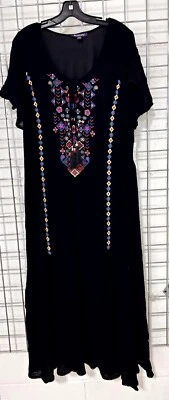 Roaman's Plus Maxi Dress 18/20  Embroidered Pullover Breezy Coverup - Image 1 of 4