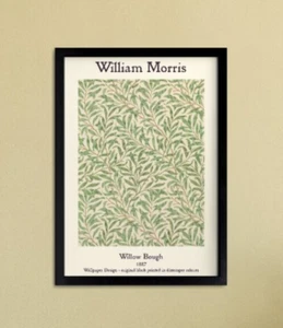 William Morris Willow Bough framed Print digital A3 choice black white oak - Picture 1 of 4