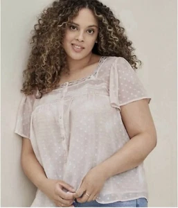 Torrid Damen 4 4X Chiffon Clip Front Bluse Rosa Cottagecore Girly Coquette - Bild 1 von 15