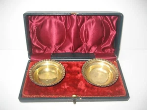 Antique Sterling Salt Cellars 1905 Birmingham, England in orig. presentation box - Picture 1 of 18