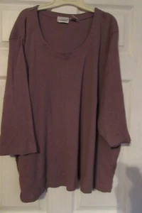 FASHION BUG size 30/32 cotton/poly ribbed lavender long sleeved blouse shirt top - Picture 1 of 5