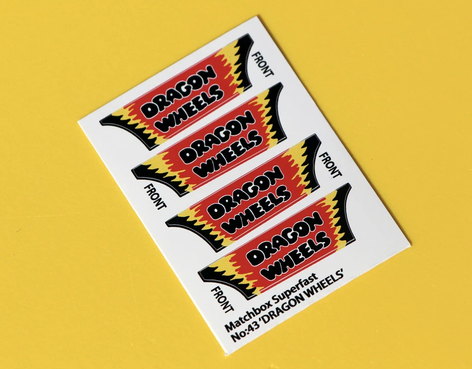 MATCHBOX SUPERFAST No.43 DRAGON WHEELS dragster sticker decal reproductions - Image 1 of 1
