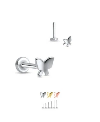 316L Steel Threadless Labret Push Pin Nose Ring Monroe Stud Butterfly16G 18G 20G - Image 1 of 2