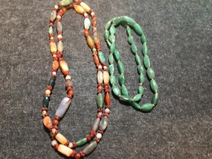 Two Vintage Beaded Necklaces Beggars Beads Semi Precious Stones 25” & 16” - Picture 1 of 4