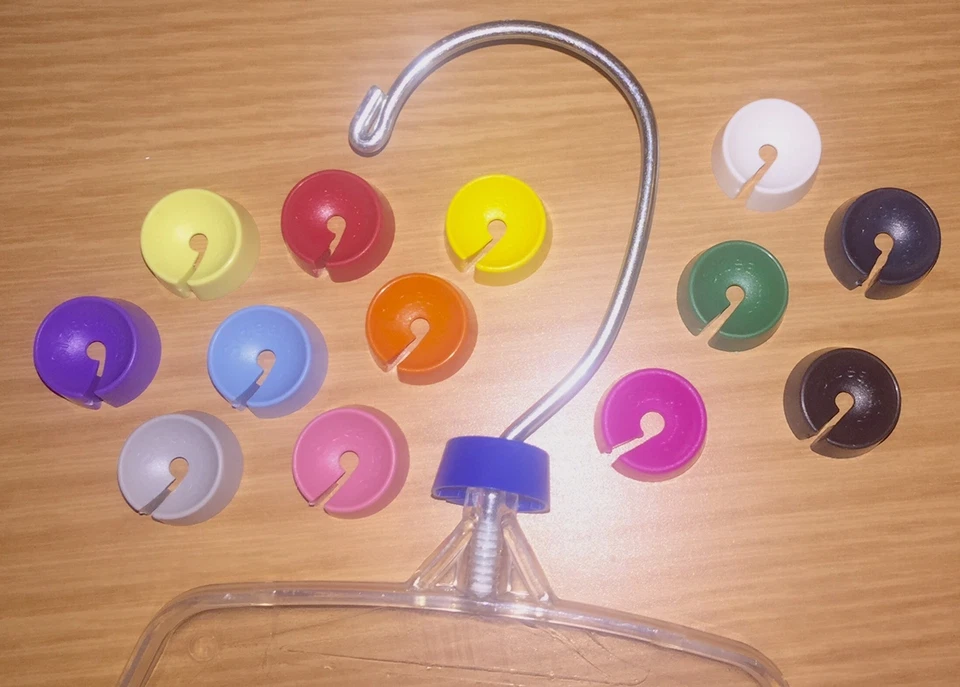 DISCOUNTSIZING 50 x Color Snap On Size Hanger Clothes Garment Markers Sizers Donuts Organizers