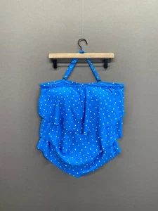 Coco Reef Damen Bademode Top Blau Gepunktet Ärmellos Rüschen Neu mit Etikett Größe 38 F - Bild 1 von 10