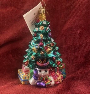 Radko CHILLIN' WONDER Christmas Ornament SNOWMAN UNDER CHRISTMAS TREE Vtg In Box - Picture 1 of 5
