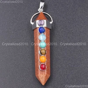 Natural Gemstones Hexagonal Pointed Colorful Stones Pendant Charm Beads Healing - Picture 1 of 55