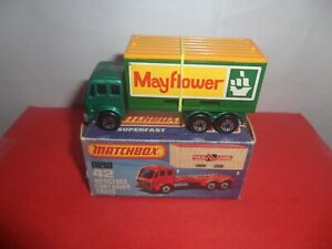 Matchbox 75 #42-Mercedes Container Truck With Mayflower Labels,MIB,NOS,1977/82.