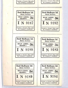 GB Scotland DAVID MACBRAYNE Parcel MILK LABEL Stamp BLOCK TEN {10} 3d UMM ZR431 - Picture 1 of 8