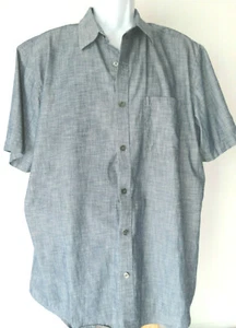 BANANA REPUBLIC Slate BLUE SHORT SLEEVE BUTTON SHIRT XL Soft Wash extra large - Picture 1 of 5