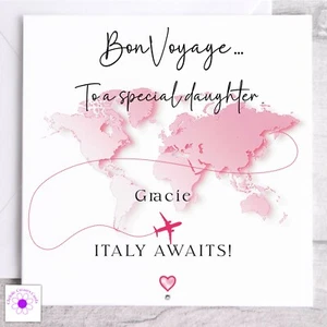 Personalised Bon Voyage Card, Emigrating Moving Abroad Card, Congratulations - Picture 1 of 10