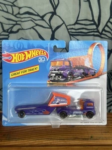 Hot Wheels Speed Blaster Purple & Orange (2017) Semi-Truck w/ Detachable Trailer - Picture 1 of 2