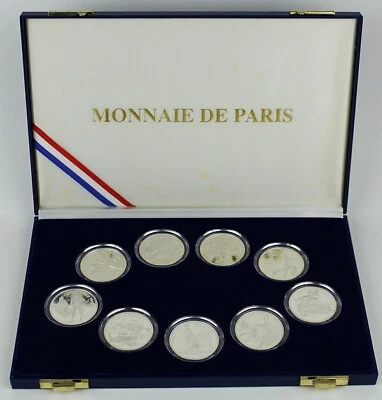 1989-1991 FRANCIA - JUEGO COMPLETO 100 FRANCOS 1992 PRUEBA OLÍMPICA 6 OZ PLATA (9) Foto 1 de 4