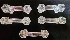 Glass Victorian Cabinet Drawer Knob/Handles Vintage Hardware Set Of 5 - Picture 1 of 4