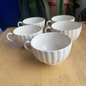 Spode Tea Cup Chelsea Wicker Ivory Scallop Basket Weave c1890 Set Of 5 - Picture 1 of 6