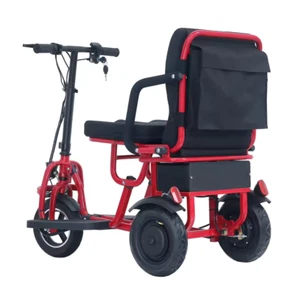 Silla de ruedas electrica T3 triciclo plegable 350w minusvalido en color rojo - Imagen 1 de 2