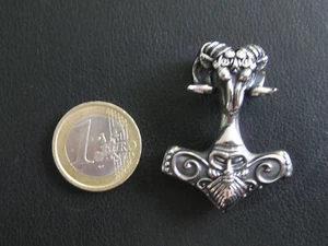 Ciondolo a catena Thors Hammer acciaio inox Mjölnir Odin Ariete/11,6 - Foto 1 di 12