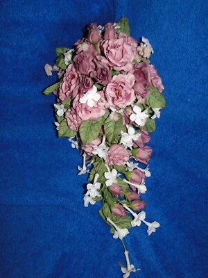 New Sullivan Inc. Grape French Rose/Stephanotis Silk Flowers Bridal Bouquet - Image 1 of 4