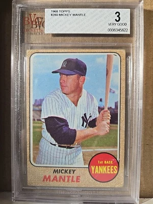 1968 Topps # 280 Mickey Mantle en muy buen estado 3 en muy buen estado Yankees 5622 Foto 1 de 2
