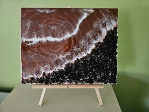 Coffee Ocean paintings on canvas. Resin, Acrylic. Wall decor. Coffee Beans. - Picture 1 of 3