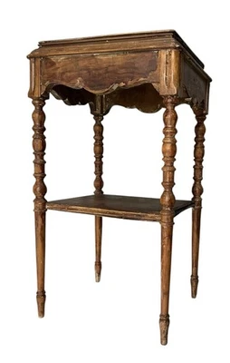 Sterling Furniture Co Antique Carved Wood Accent Table Shelf Plant Stand Project - Image 1 of 4