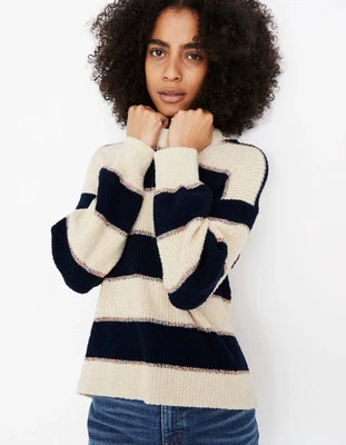 Suéter Pullover Lakeville Rayas Madewell Talla Grande Hueso Marfil Azul Marino Foto 1 de 4