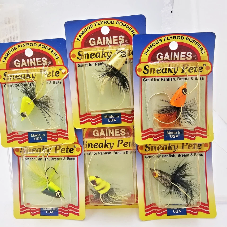 Vtg New Gaines Sneaky Pete Handmade USA Cork Flyrod Popping Bug Size 6 Hook Pick - Image 1 of 1