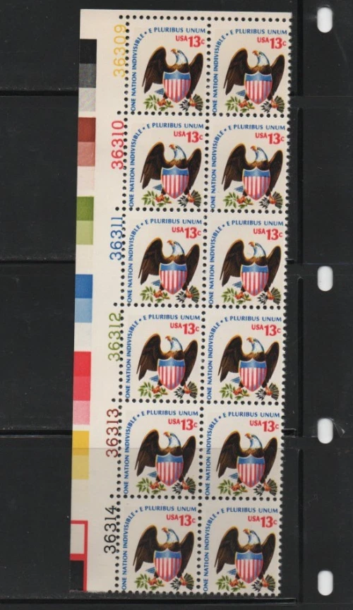 U.S. 1975 Eagle & Shield 13 cent Mint MNH Plate 12 stamp Scott #1596 .. - Image 1 of 1