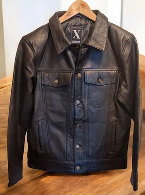 Mens Leather Jacket Biker Styled Soft Classic Plain Button Fashion Real Jacket - Image 1 of 3