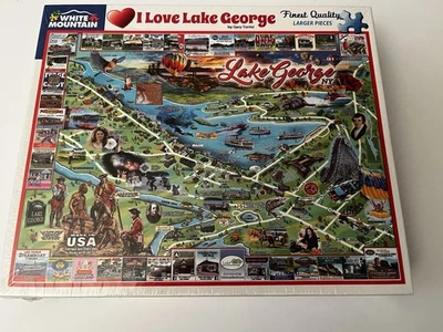 Discontinued & Rare 2017 I Love Lake George White Mountain Puzzle New - Image 1 of 4