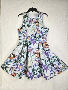 Haute Monde Fit & Flare Dress Womens Size 12 Textured Sleeveless Floral Print - Picture 1 of 13