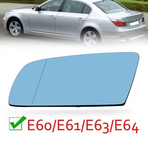 1x Left Wing Mirror Glass Heated Blue for BMW E60 E61 E63 E64 525i 530i 2003-10 - Picture 1 of 5