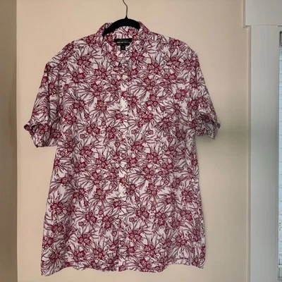 Marc Anthony роскошь Slim Fit рубашка XXL красный цветочный коротким рукавом повседневный - Изображение 1 из 4