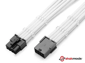 8 Pin Pcie White GPU PSU Sleeved Power Supply Extension Shakmods + 2 Cable Comb - Picture 1 of 5