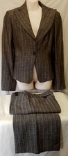 Size 14 SANDRO FERRONE womens 2 piece linen blend single button suit bown