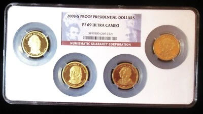 2008-S Presidential Dollars One Dollar 4 Coin Set NGC PR69 - Image 1 of 2