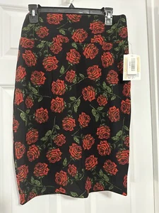 LULAROE SKIRT WITH RED ROSES SIZE L NEW W/TAGS - Picture 1 of 5