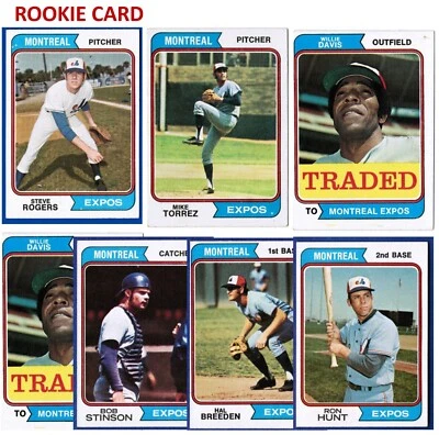 9 Montreal Expos Vintage Team Baseball Card ROOKIE RC 2 AUTOGRAPH 1974 Topps Set - Image 1 of 4