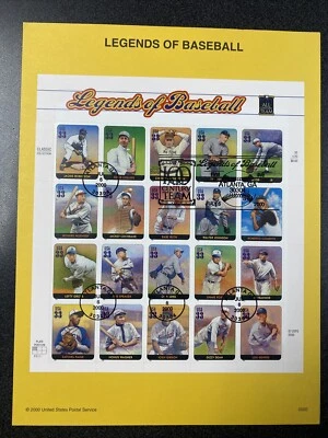 FDC 3408 Legends OF Baseball Sheet of 20 Stamps - USPS - Image 1 of 2