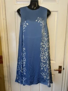 Mulberry Cobalt Blue A-Line Silk Lined Dress 36” Bust Stunning Movement & Feel - Picture 1 of 8